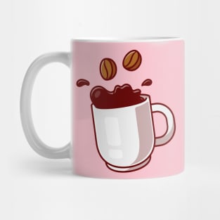 Floating Coffee With Beans Cartoon Mug